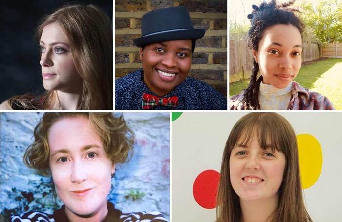 ETT Nationwide Voices playwrights, clockwise from top left: Amy Bethan Evans, Lettie Precious, Naomi Obeng, Hannah Wilkin, Mich Sanderson