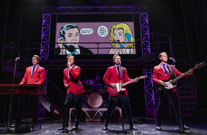 Adam Bailey, Ben Joyce, Benjamin Yates, Karl James Wilson (left to right) in Jersey Boys. Photo: Mark Senior