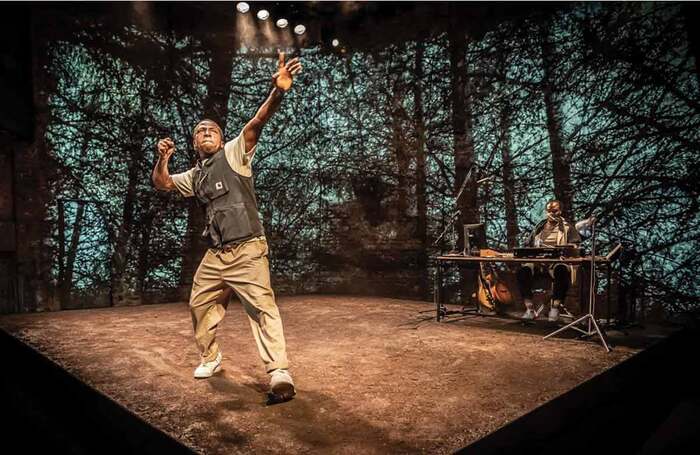 David Jonsson and Femi Temowo in and breathe... at the Almeida Theatre. Photo: Marc Brenner