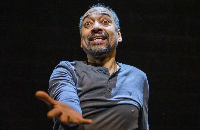 Anthony Ofoegbu in Conundrum at the Young Vic Theatre, London. Photo: Tristram Kenton