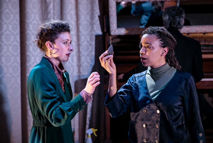 Sophie Steer and Janet Etuk in Dinomania at London’s New Diorama Theatre in 2019. Photo: The Other Richard