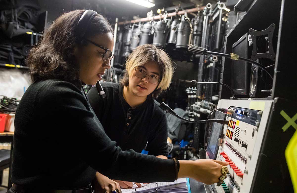 Theatre staff backstage. Photo: Alex Brenner