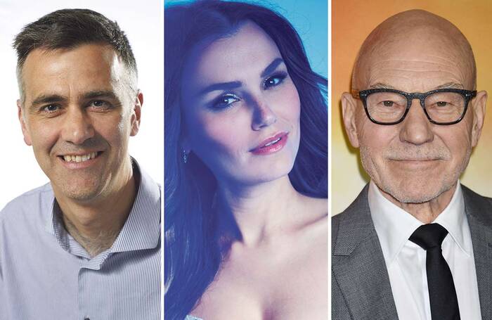 Colin Marr, Samantha Barks and Patrick Stewart (Photo: Shutterstock)