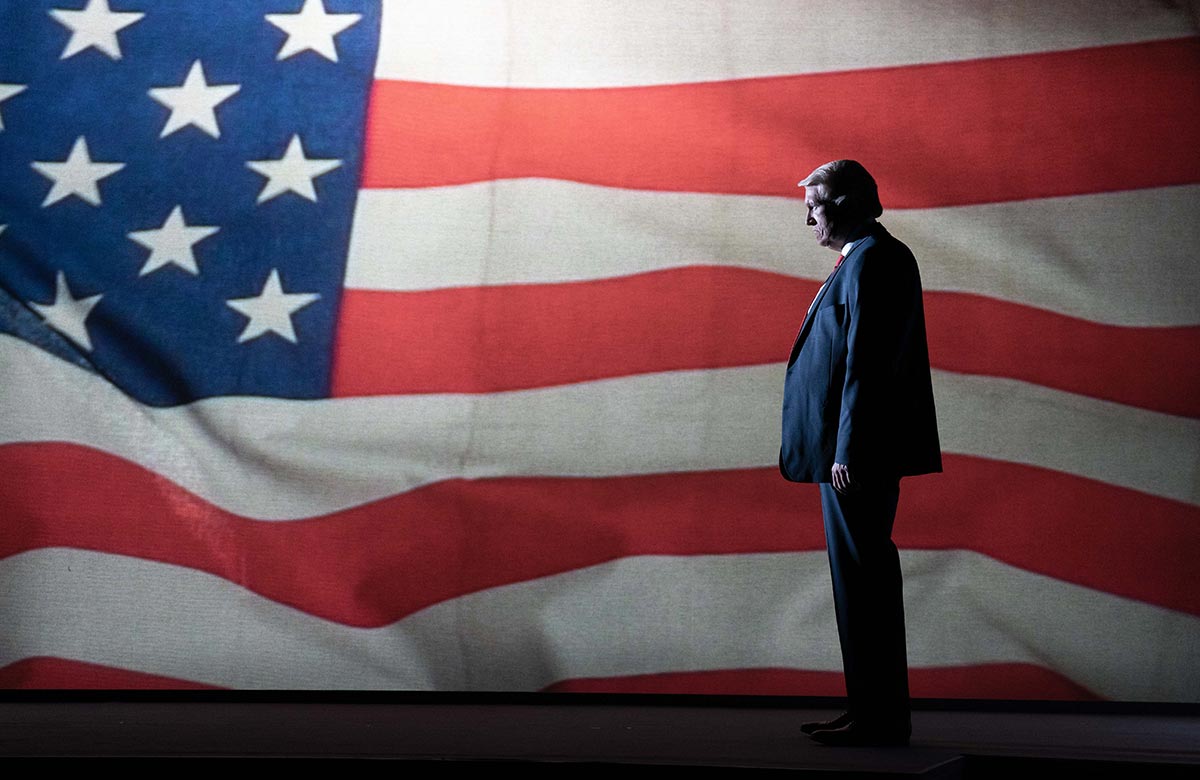 Bertie Carvel as Donald Trump in The 47th at the Old Vic, London. Photo: Marc Brenner