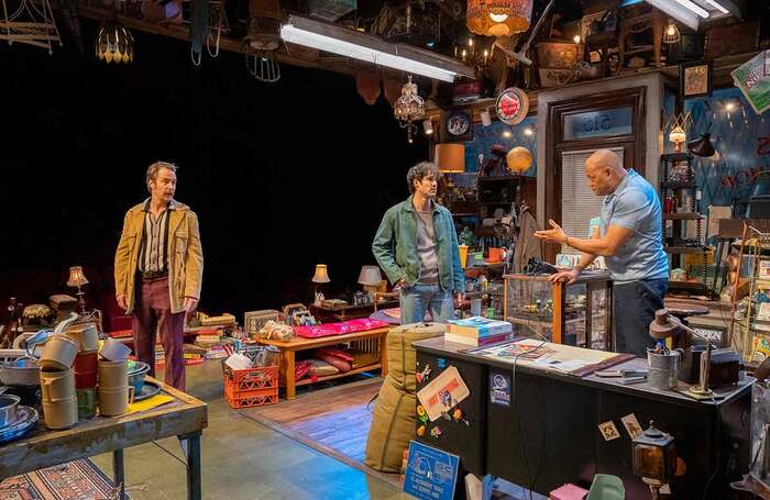 Sam Rockwell, Darren Criss and Laurence Fishburne in American Buffalo at Circle in the Square Theatre, New York. Photo: Richard Termine