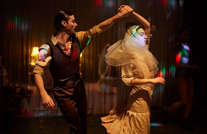 Andrea Carrucciu and Dafni Krazoudi in Punchdrunk's The Burnt City at Woolwich Works, London. Photo: Julian Abrams