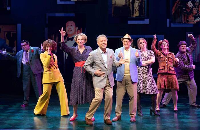 Billy Crystal (centre) and cast of Mr Saturday Night at the Nederlander Theatre, New York. Photo: Matthew Murphy