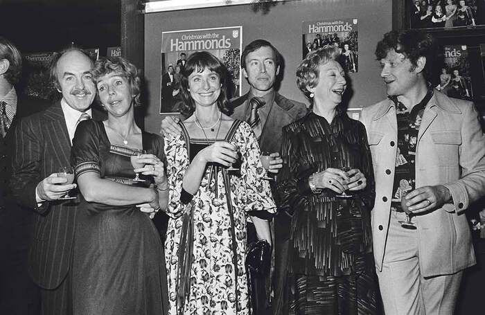 Jennifer Wilson, third left, in 1976 with fellow cast members of The Brothers Derek Benfield, Margaret Ashcroft and Robin Chadwick