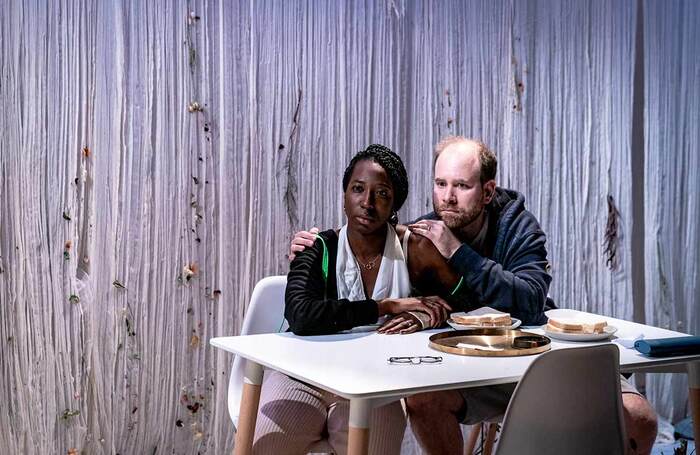 Danielle Kassaraté and Richard Holt in Til Death Do Us Part at Theatre503, London. Photo: Steve Gregson