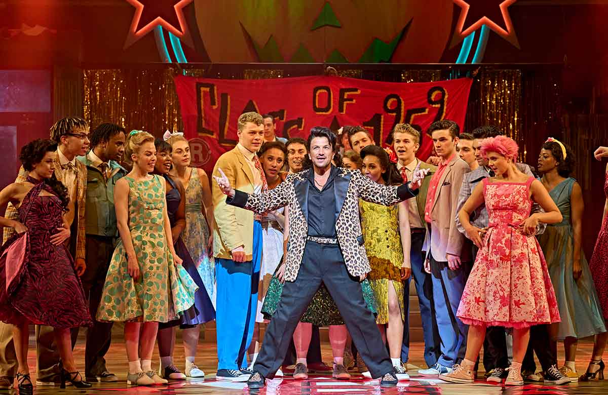 Peter Andre and cast in Grease at Dominion Theatre, London. Photo: Manuel Harlan