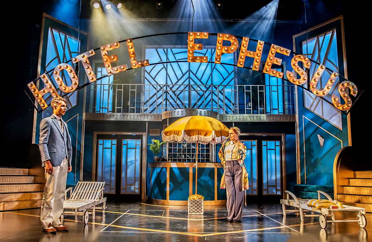 Daniel Burke and Rosalind Ford in The Comedy of Errors at Colchester's Mercury Theatre. Photo: Pamela Raith