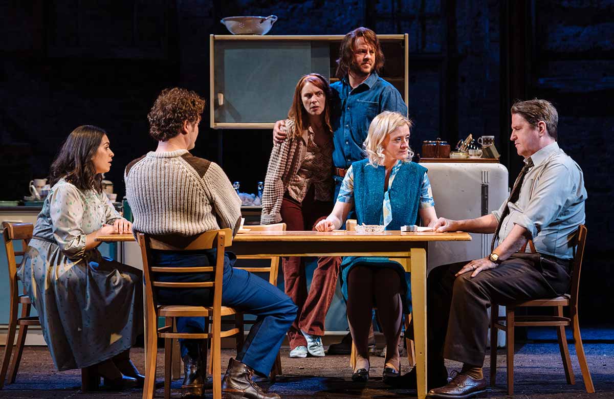 Emily Lloyd-Saini, Michael Grady-Hall, Kelly Gough, Daniel Millar, Anne-Marie Duff and Stuart McQuarrie in The House of Shades. Photo: Helen Murray