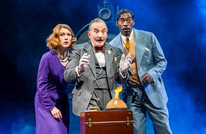 Laura Rogers, Henry Goodman and Patrick Robinson in Murder on the Orient Express at Festival Theatre, Chichester. Photo: Tristram Kenton