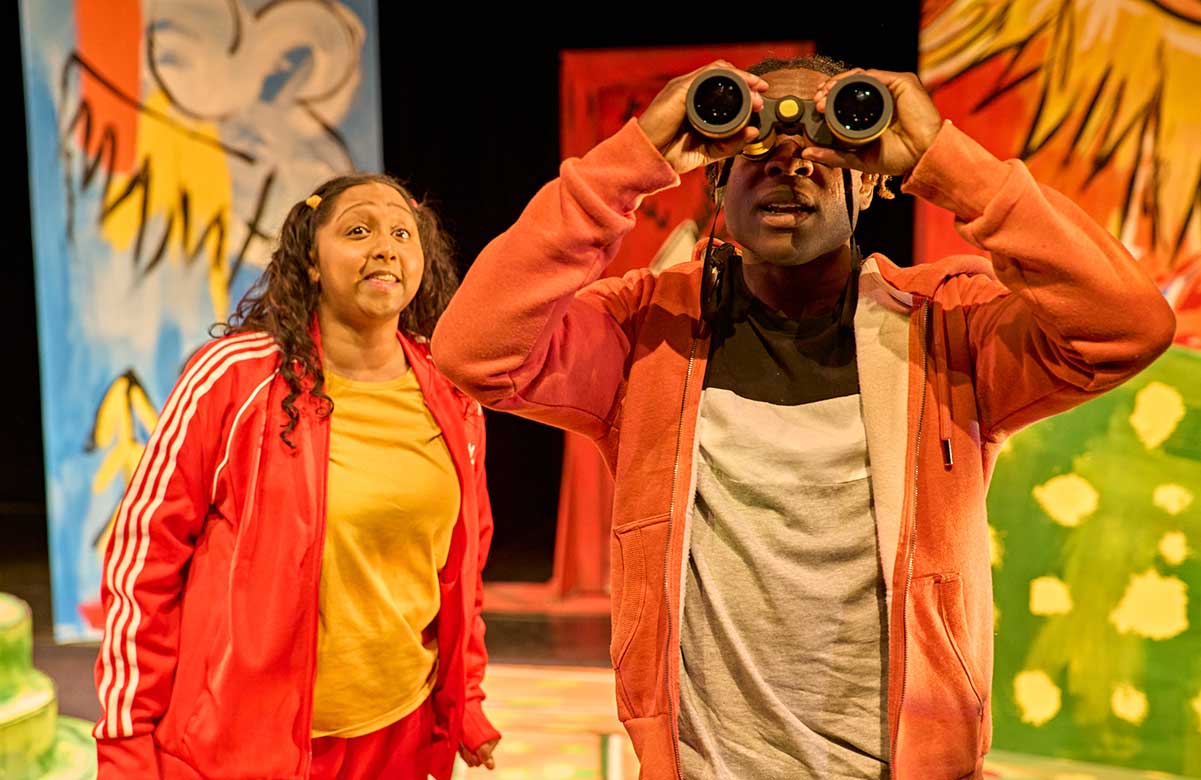 Rose-Marie Christian and Daniel Braimah in Marvin's Binoculars at the Unicorn Theatre. Photo: Manuel Harlan