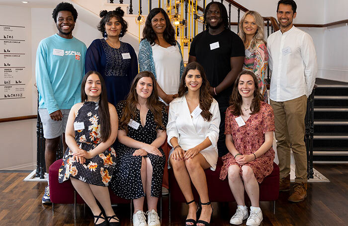 From left to right: Obed Mayamona, Akshita Brahma, Lolita Chakrabarti, Isaac Jean-Meiro, Gracie Follows, Amrik Tumber, Buket Ahmed, Hayley Keating, Beatriz Do Ó, Léah Bonaventura O’Cassicc. Photo: Andrew Buckle