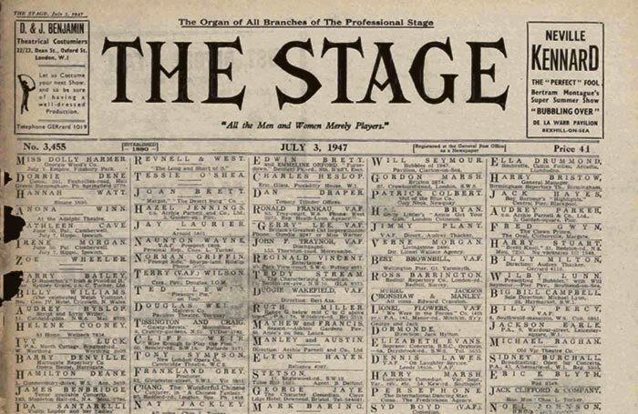 Front cover of the July 3, 1947 edition of The Stage