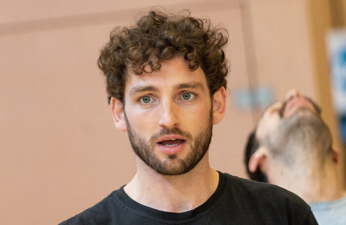 Laurie Davidson in rehearsal for Jack Absolute Flies Again at the National Theatre, London. Photo: Cameron Slater