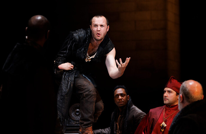 Arthur Hughes and company in Richard III at the Royal Shakespeare Theatre, Stratford-upon-Avon. Photo: Ellie Kurttz