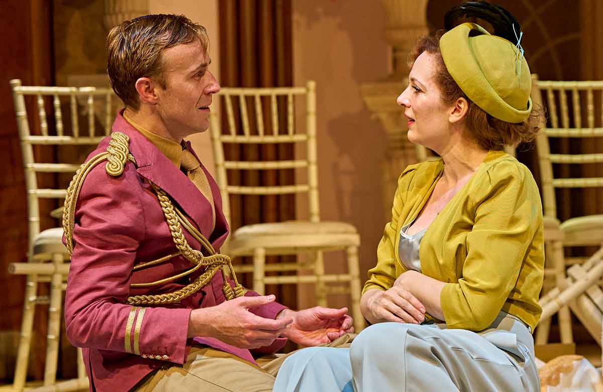 John Heffernan and Katherine Parkinson in Much Ado About Nothing at London's National Theatre. Photo: Manuel Harlan