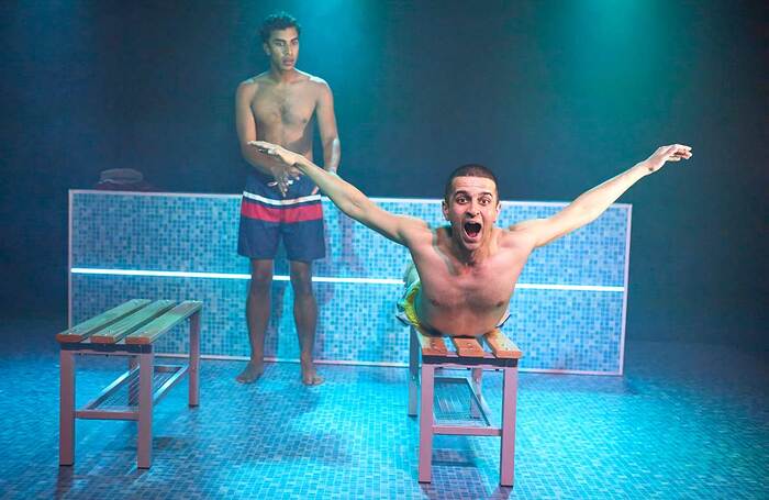 Anish Roy and Varun Raj in Brown Boys Swim at Pleasance Dome, Edinburgh. Photo: Geraint Lewis