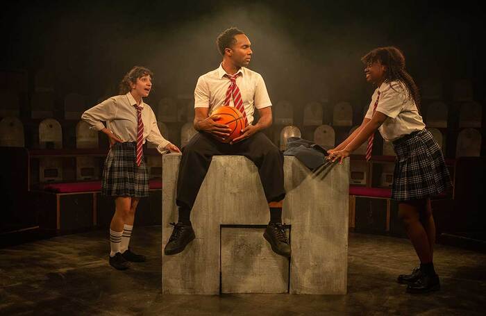 Sara Hazemi, Samuel Tracy and Princess Khumalo in Half-Empty Glasses, a Paines Plough co-production at the Edinburgh Fringe this year. Photo: David Monteith-Hodge