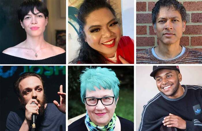 Some of the writers whose plays have been chosen include (clockwise from top left) Carman Nasr, Rogelio Braga, Shamser Sinha, Tyrell Williams, Vici Wreford-Sinnott and Josh Overton