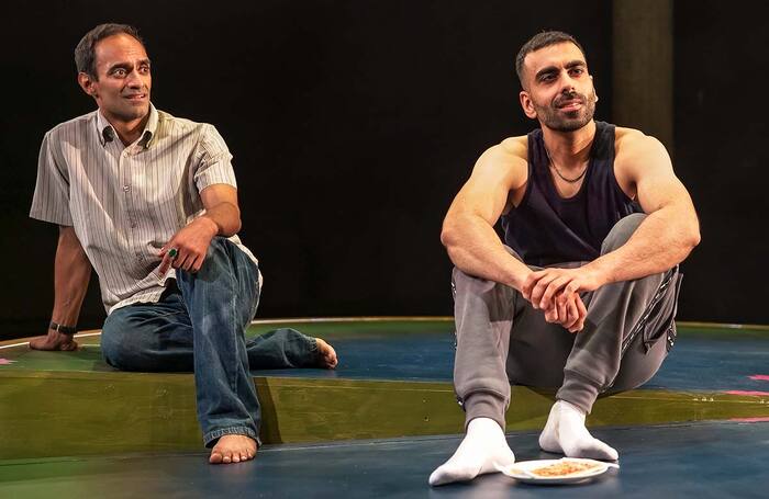 Esh Alladi and Waleed Akhtar in The P Word at Bush Theatre. Photo: Craig Fuller