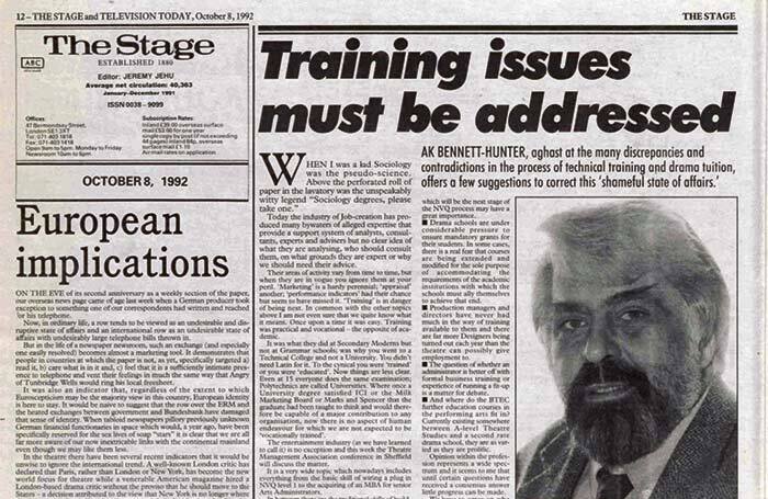 ‘Shameful state of affairs’ of theatre training needs overhaul – 30 years ago in The Stage