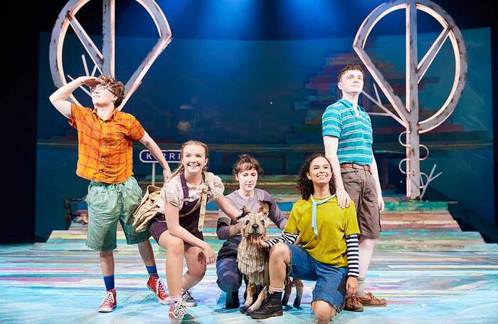 Louis Suc, Isabelle Methven, Maria Goodman and Dewi Wykes in The Famous Five at Theatr Clwyd, Wales. Photo: The Other Richard