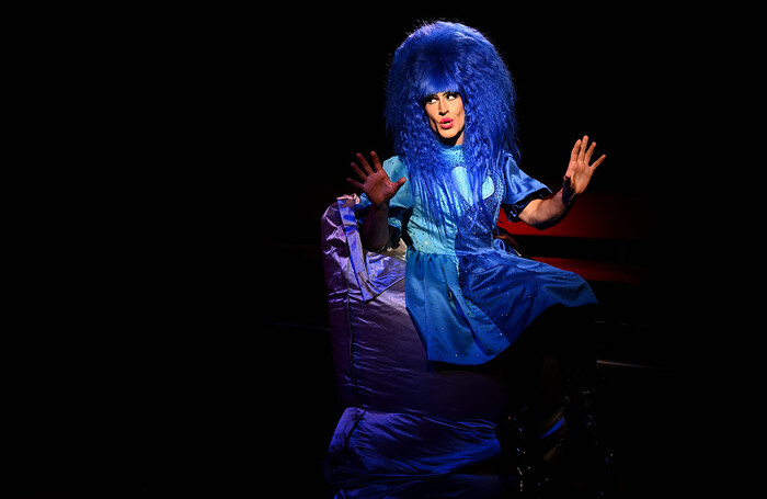 Gigi Zahir (Crayola The Queen) in Fame Whore at King's Head Theatre, London. Photo: Charles Flint Photography