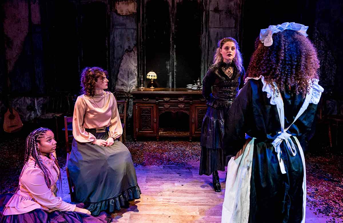 Kenia Fenton, Meredith Lewis, Imogen Mackenzie and Tamara Fairbairn in The Moors at London's Hope Theatre. Photo: Steve Gregson