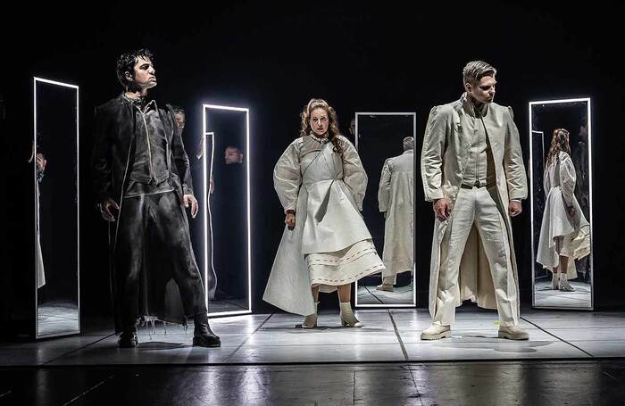 Giorgi Manoshvili, Hila Baggio and Nikolay Zemlianskikh in Wexford Festival Opera's La Tempesta at the National Opera House. Photo: Clive Barda