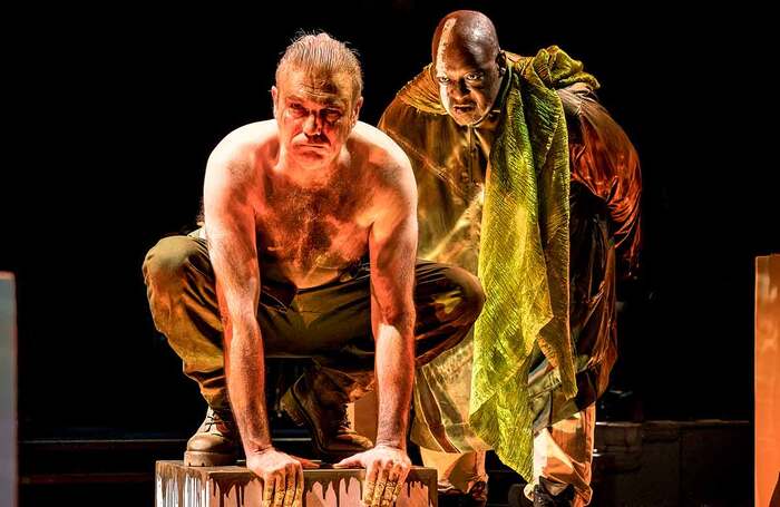 Oliver Gibbs and Keel Watson in Regents Opera's Das Rheingold at Freemasons' Hall, London. Photo: Steve Gregson