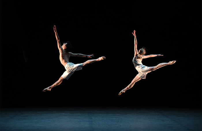 Emily Suzuki and Fernando Carratalá Coloma in The Rite of Spring, part of English National Ballet: Ek/Forsythe/Quagebeur at Sadler’s Wells, London. Photo: Laurent Liotardo