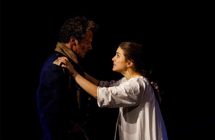 Alex Waldmann and Rebecca Collingwood in Arms and the Man at Orange Tree Theatre, London. Photo: Ellie Kurttz