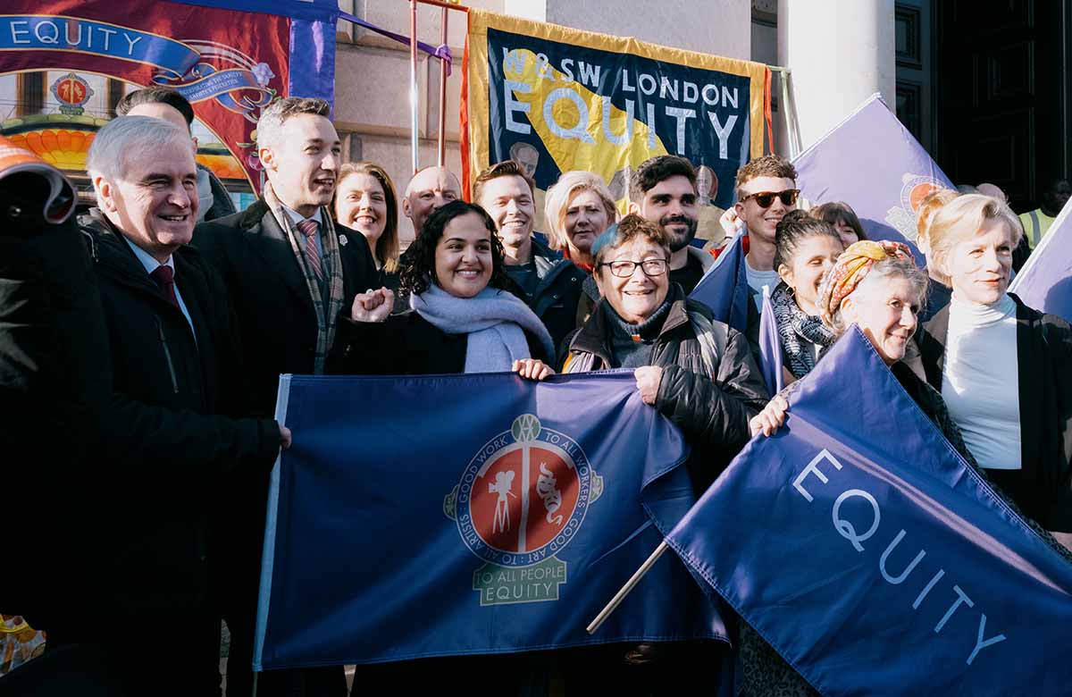 MPs John McDonnell and Nadia Whittome join Juliet Stevenson, Paul W Fleming and Equity members to protest at DCMS