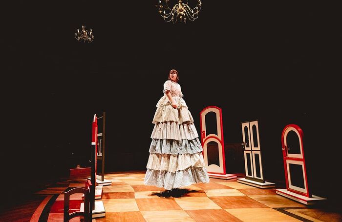 Eleanor Fransch in Alice in Wonderland at the New Vic, Newcastle-under-Lyme. Photo: Andrew Billington