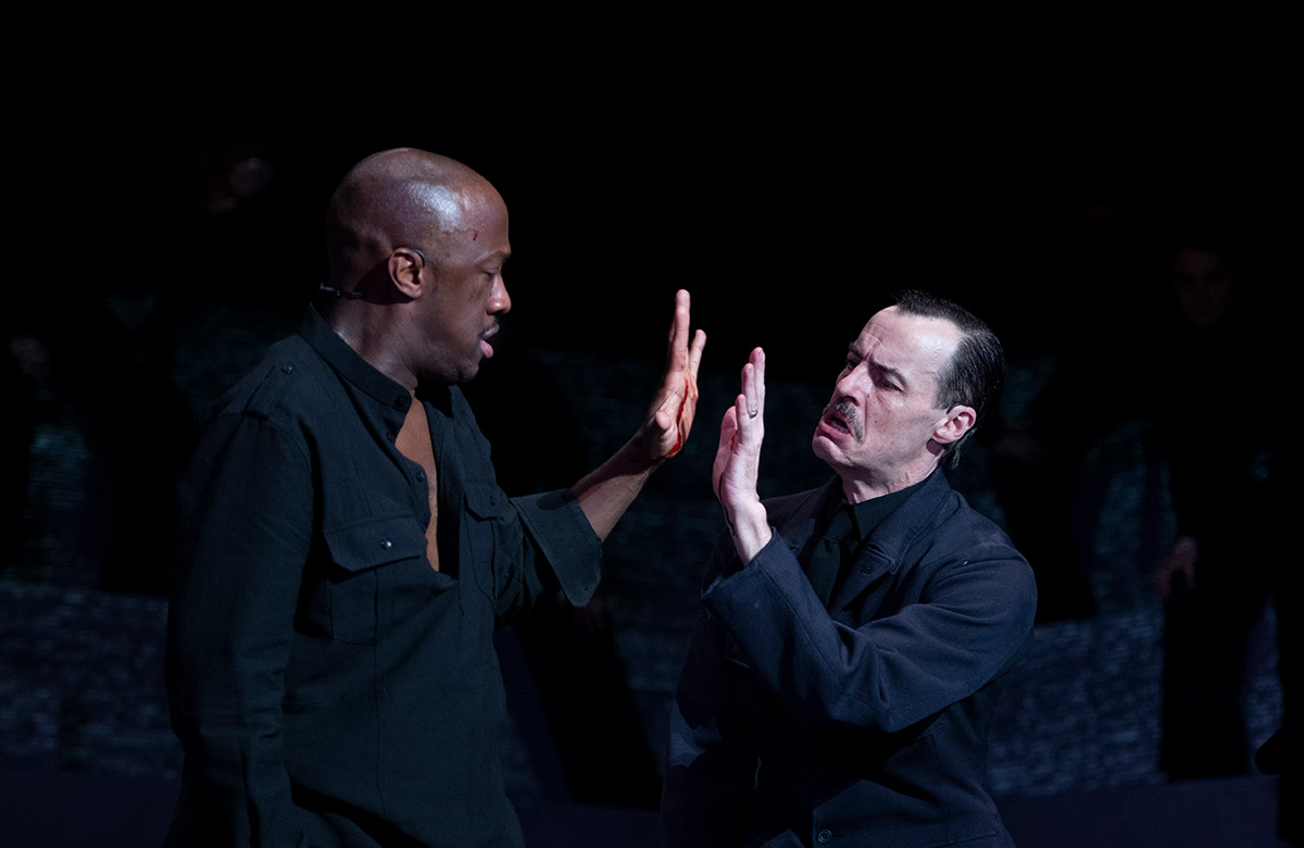 Giles Terera and Paul Hilton in Othello at the Lyttelton, National Theatre. Photo: Myah Jeffers