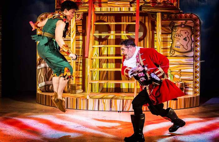 Jason Battersby and Paul Hawkyard in All New Adventures of Peter Pan at York Theatre Royal. Photo: Pamela Raith