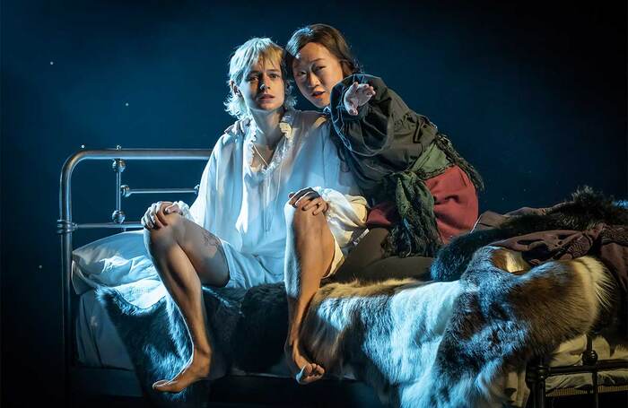 Emma Corrin and Millicent Wong in Orlando at Garrick Theatre, London. Photo: Marc Brenner