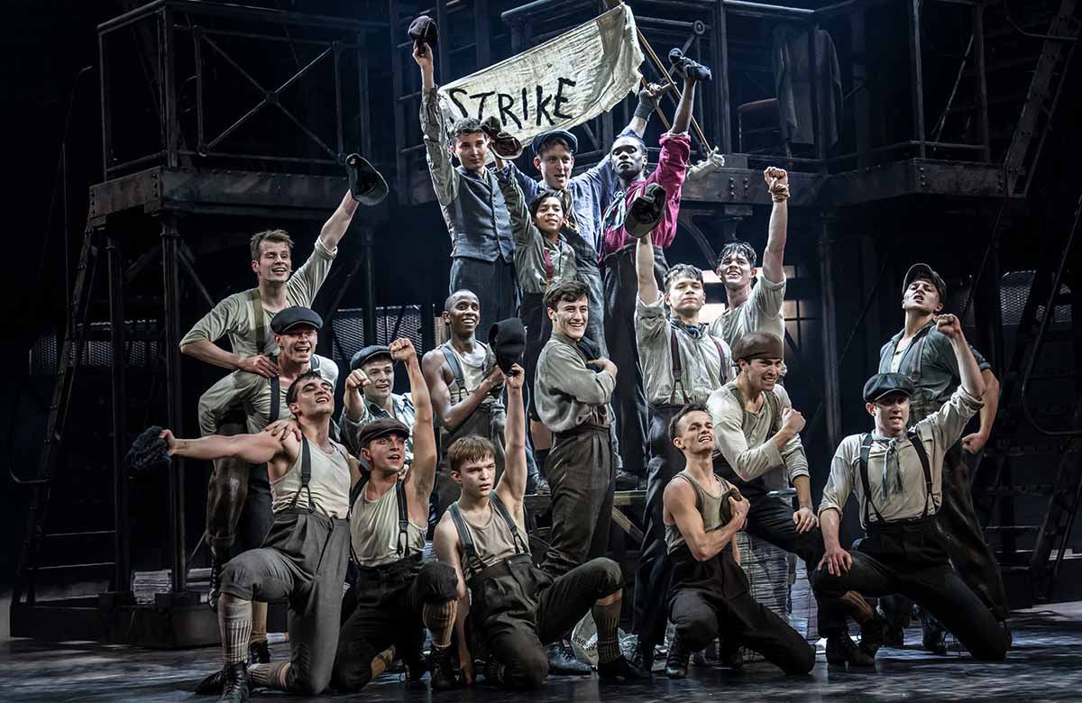 The cast of Disney's Newsies at Troubadour Wembley Park. Photo: Johan Persson