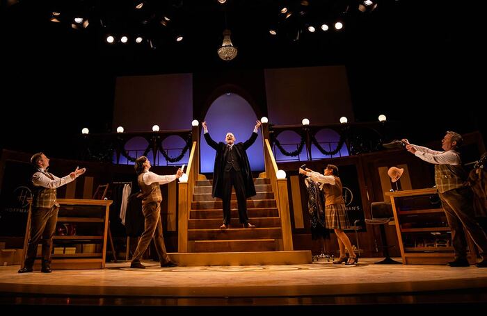 David Marken, Rory McCollum, Sean Kearns, Mary Moulds and Marty Maguire in The Shop at the Top of the Town at Theatre at the Mill, Newtownabbey. Photo: Ciaran Bagnall