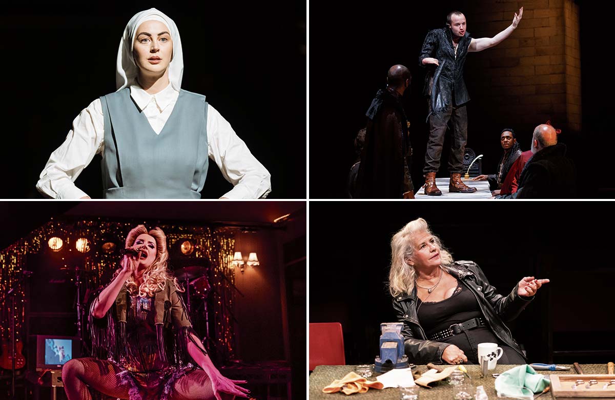 Clockwise: Breffni Holahan in Electric Rosary, Arthur Hughes in Richard III, Denise Black in Rock/Paper/Scissors and Divina de Campo in Hedwig and the Angry Inch. Photos: Helen Murray/The Other Richard/Johan Persson/Ellie Kurttz