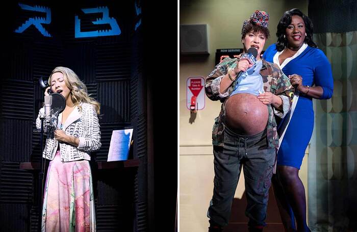 Luna in KPOP (left), and Shannon Matesky and Crystal Lucas Perry in Ain't No Mo' on Broadway. Photo: Matthew Murphy and Evan Zimmerman/Joan Marcus