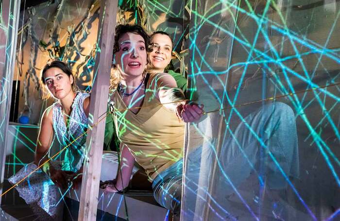 Anya Murphy, Carlie Diamond and Suzanne Ahmet in In the Net at Jermyn Street Theatre, London. Photo: Tristram Kenton