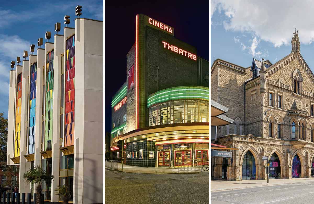 Leeds Playhouse, Stephen Joseph Theatre, Scarborough, and York Theatre Royal. Photos: Heather Whiston/James Drawneek/Jack Cousin/Shutterstock