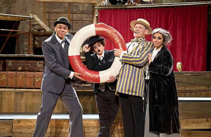 Jerone Marsh-Reid, Danielle Bird, Nick Haverson and Sara Alexander in Charlie and Stan at Wilton’s Music Hall, London. Photo: Manuel Harlan