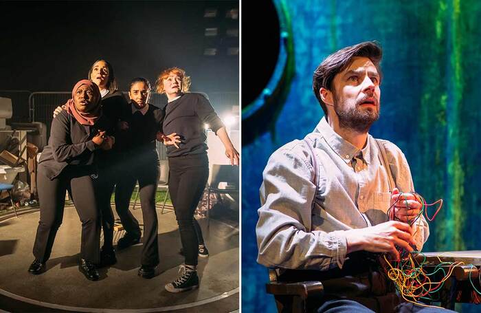The cast of Moonset at Tron Theatre, Glasgow; Dyfan Dwyfor in The Man in the Submarine at the Byre Theatre, St Andrews. Photos: Mihaela Bodlovic