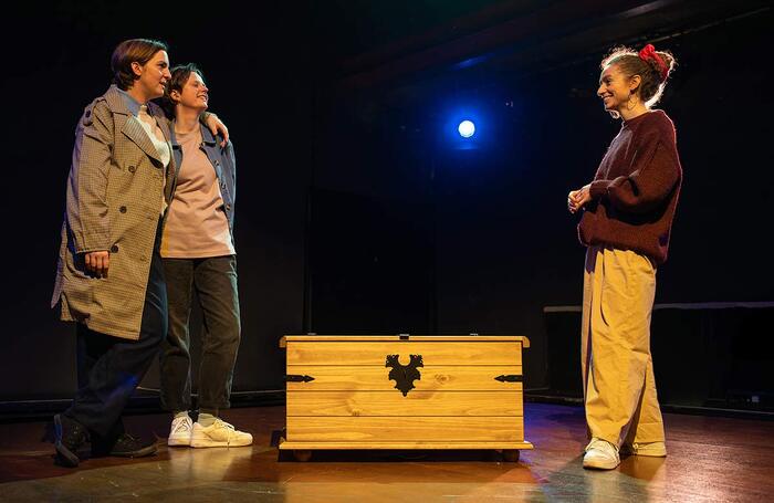 Kathryn Bond, Gemma Lawrence and Gemma Barnett in The Beach House at Park Theatre, London. Photo: David Monteith-Hodge