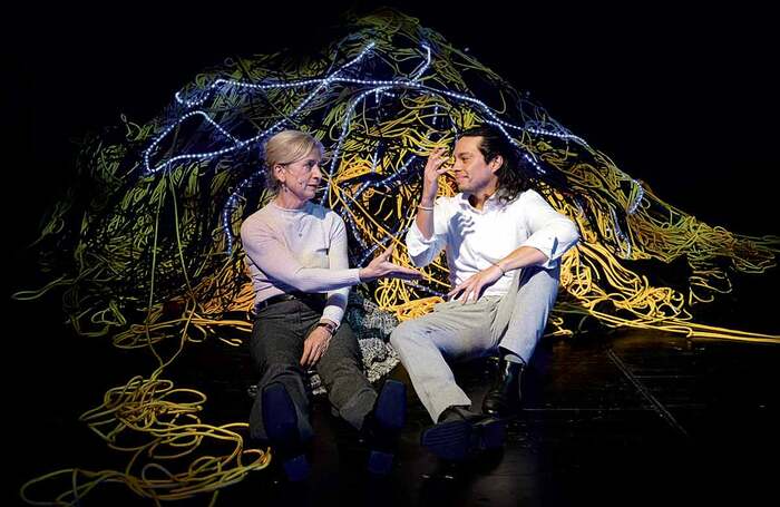 Andrea Quirbach and Sebastián Capitán Viveros in A Family Business at Staatstheater Mainz (2022). Photo: Andreas J Etter